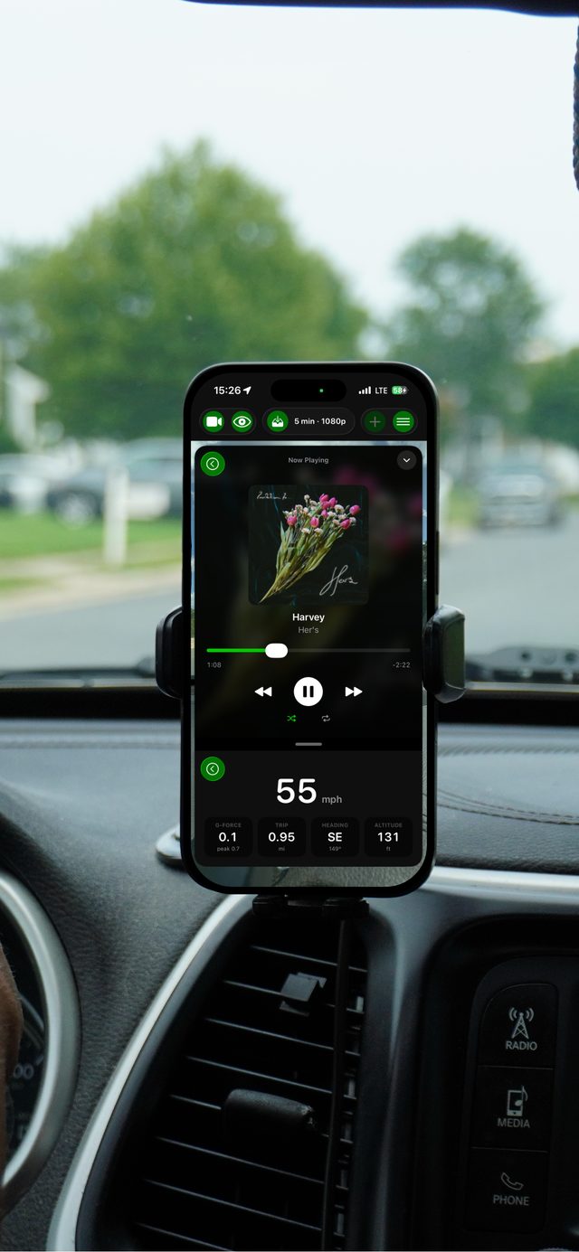 Music module above the live telemetry readout