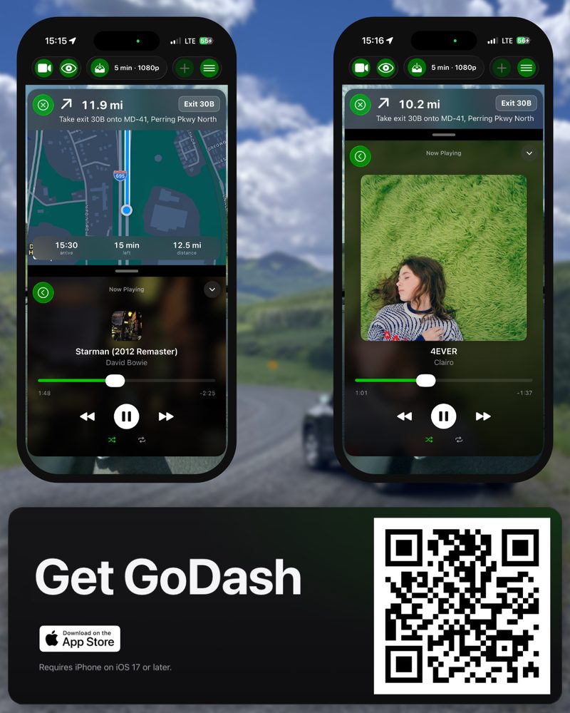 GoDash promotional image highlighting the music module