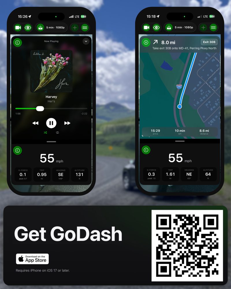 GoDash promotional image highlighting the live telemetry readout