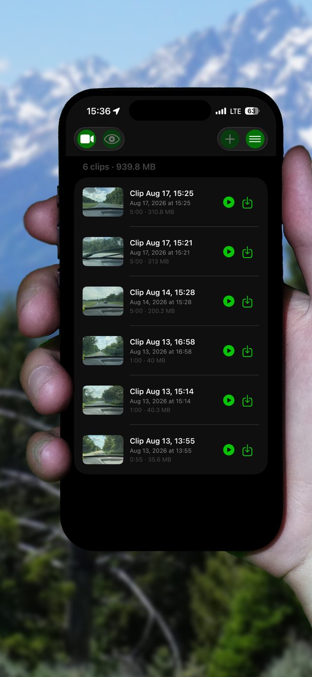 Saved clips library listed chronologically